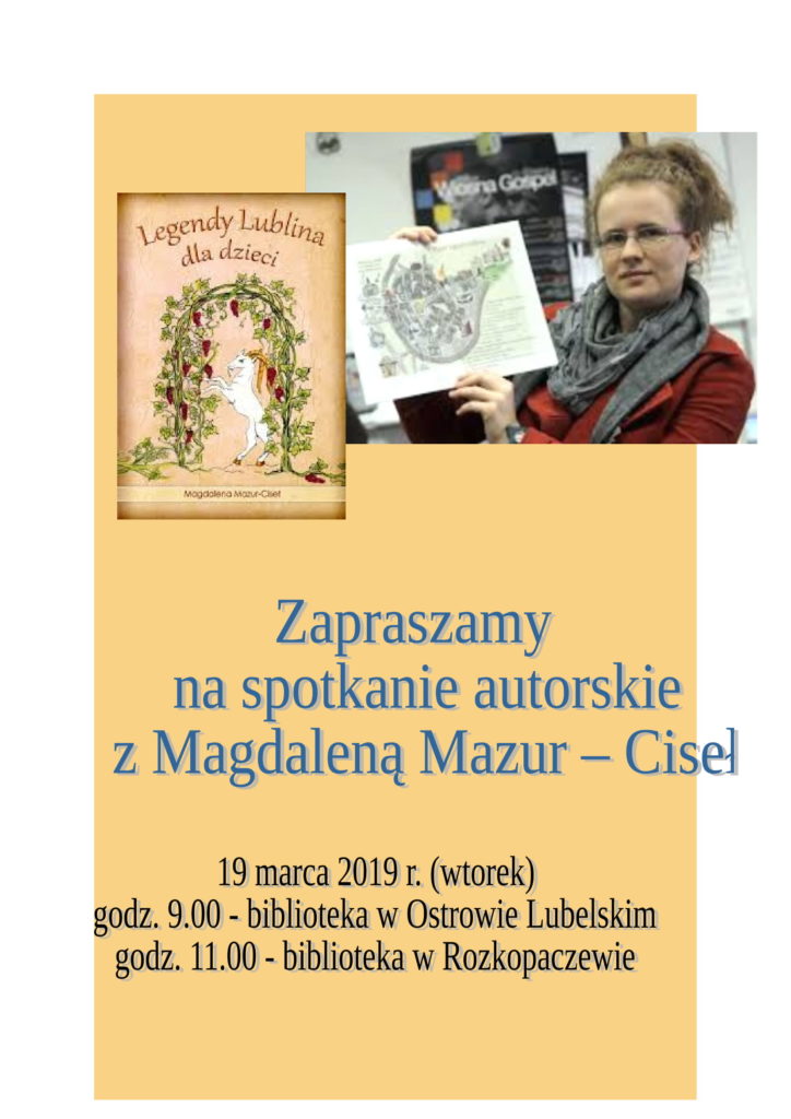 Zaproszenie na spotkanie autorskie z Magdaleną Mazur-Ciseł