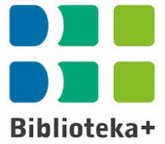 Logo programu Biblioteka+, link do informacji o programie